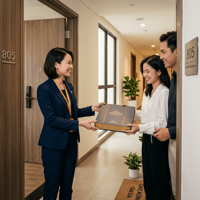 Chuyên viên Mezhome trao báo cáo cho Anh Minh & Chị Linh