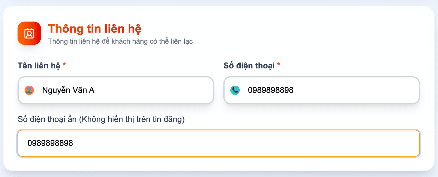 Bước 12: Nhập số điện thoại liên hệ và số ẩn
