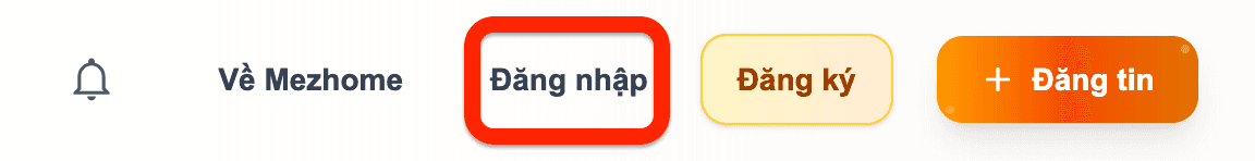 Bước 2.2: Chọn Đăng nhập trên mezhome.com