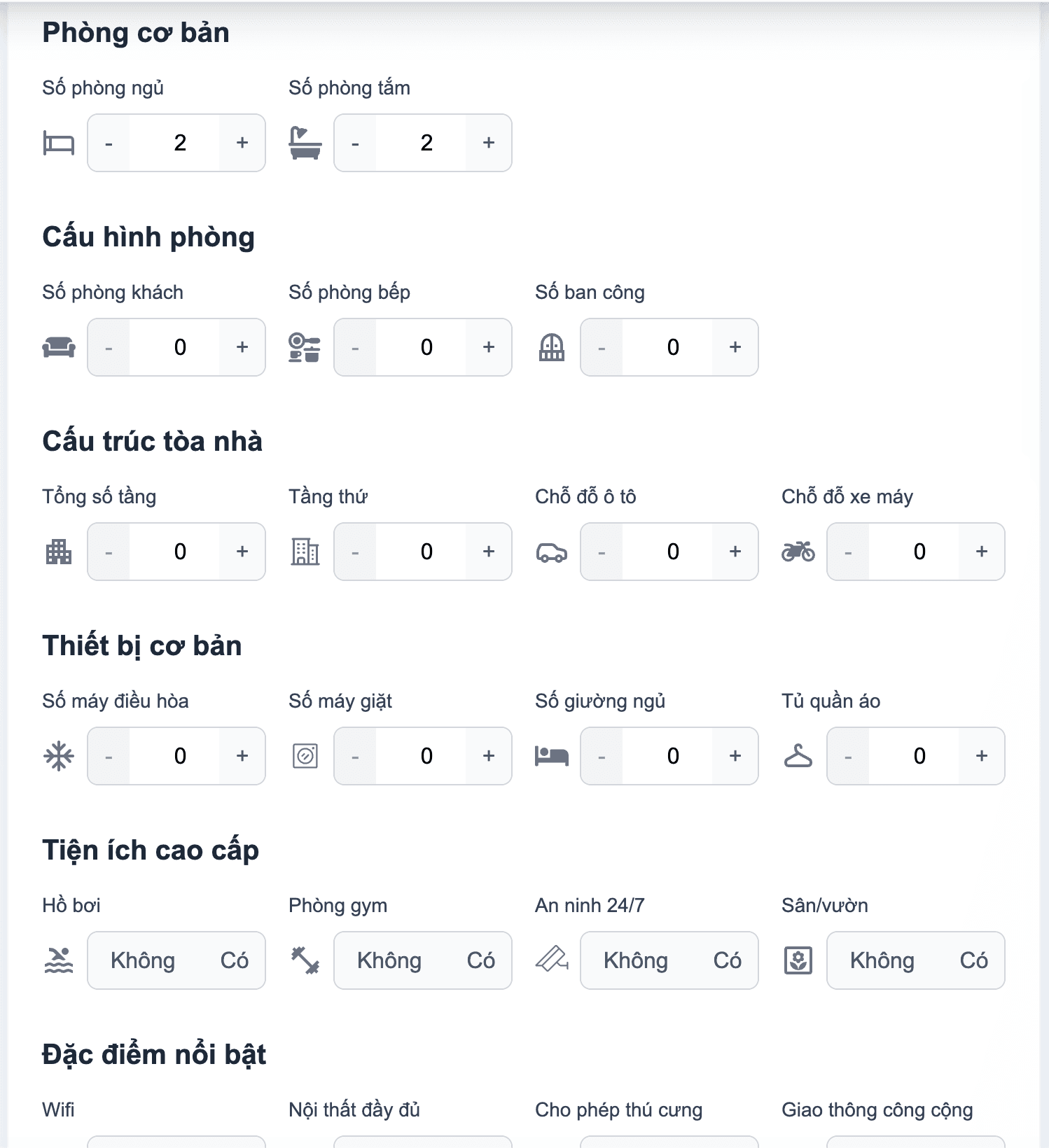 Bước 7: Chọn các mục phù hợp và dịch vụ kèm