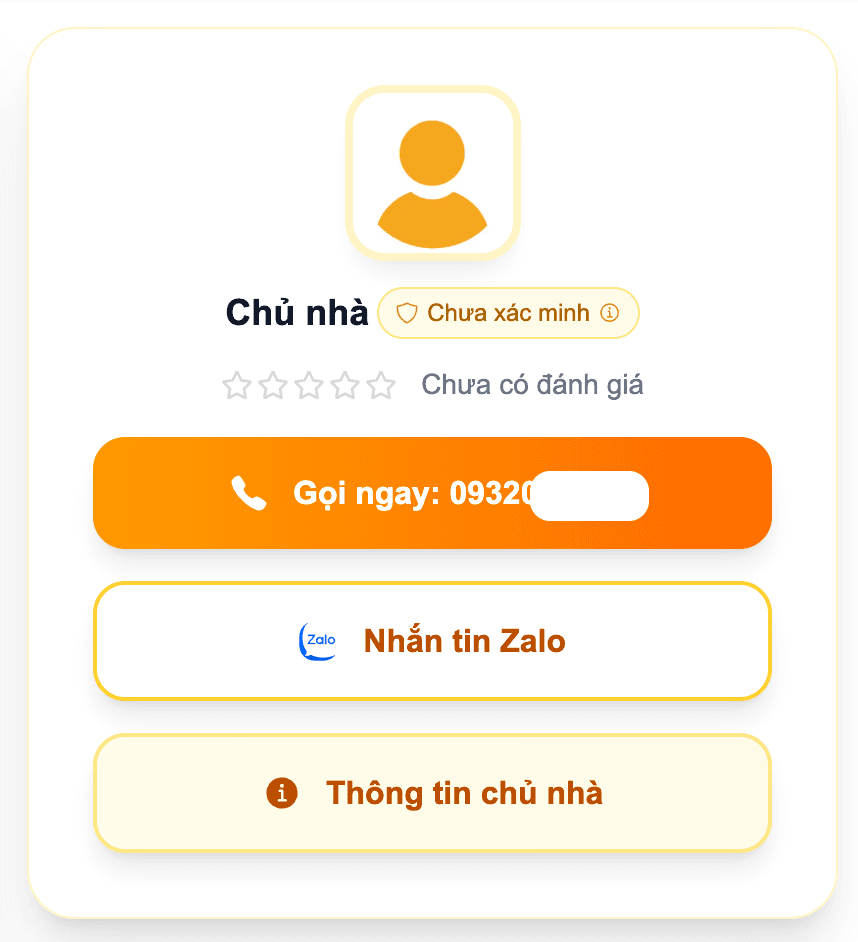 Bước 8: Liên hệ chủ nhà qua gọi điện hoặc Zalo