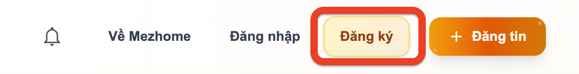 Bước 1: Truy cập mezhome.com và chọn Đăng ký