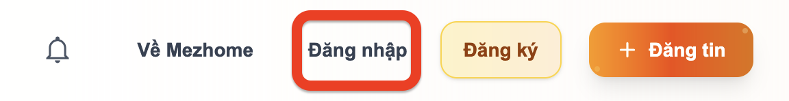 Bước 2.2: Chọn Đăng nhập trên mezhome.com