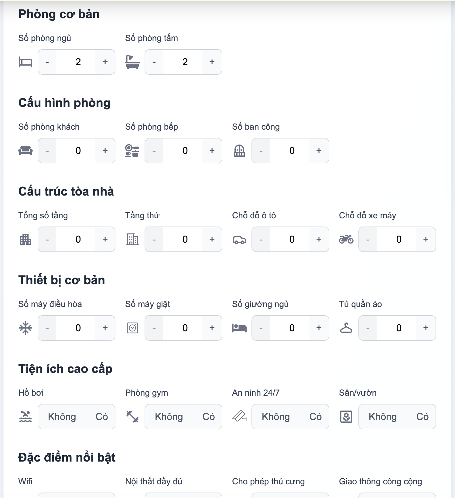 Bước 7: Chọn các mục phù hợp và dịch vụ kèm